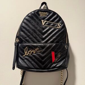 Victoria's Secret Black Quilted Mini Backpack